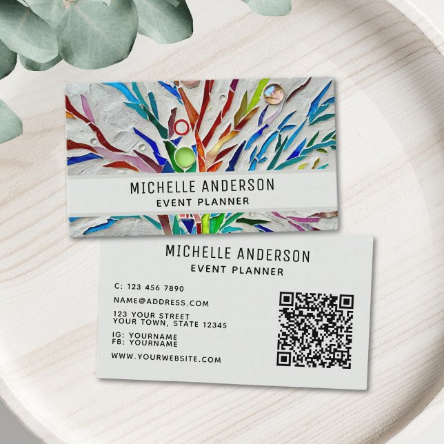 Händelseregistreringens moderna färgade QR-kod Visitkort (Skapare uppladdad)