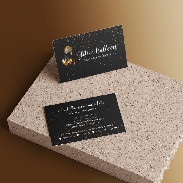 Händelsereloggning för Balloon Dekoration-Party Visitkort (Balloon Party Decoration Event Planner Birthday Business Card)