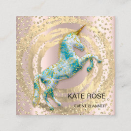 Händelsereplaneraren Music Blue Unicorn Circle Fyrkantigt Visitkort