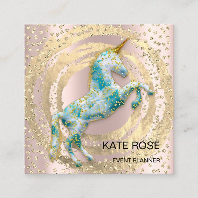 Händelsereplaneraren Music Blue Unicorn Circle Fyrkantigt Visitkort (Framsida)