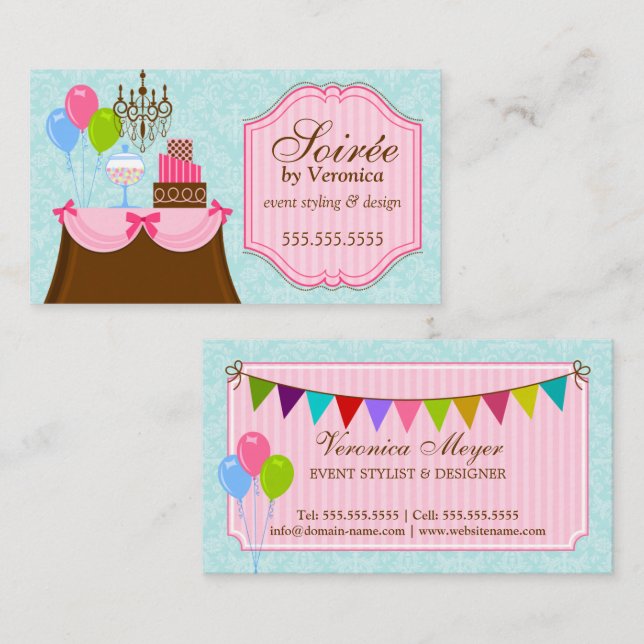 Händelsestylist och design visitkort (Fram/baksida)
