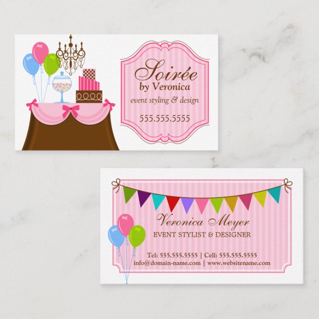 Händelsestylist och design visitkort (Fram/baksida)