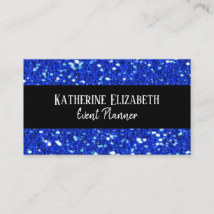 Händelsetabell för Royal Blue Sparkly FAUX Glitter Visitkort