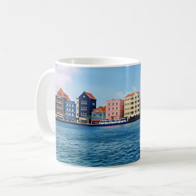 Handelskade Waterfront Willemstad, Curacao Town Kaffemugg (Framsida vänster)