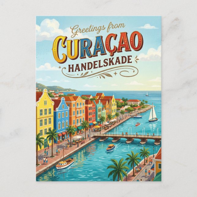 Handelskade, Willemstad Vattenfront Curaçao Vykort (Framsida)