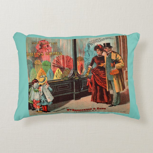 handelskort William Broadhead & Sons dress goods Prydnadskudde (Framsidan)