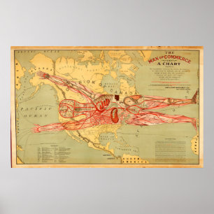 Handelsmannen Karta i Förenade Stater (1889) Poster