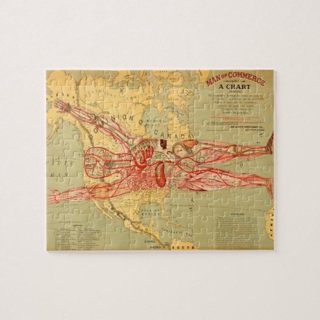 Handelsmannen Karta i Förenade Stater (1889) Pussel (Horisontell)