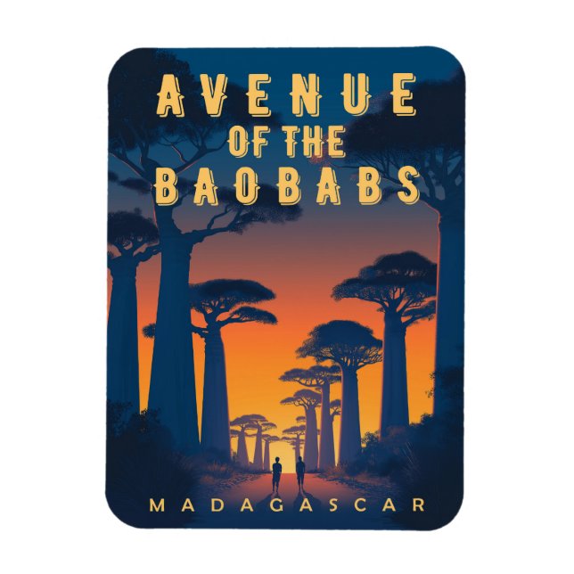 Handelsplatsen Baobabs Madagaskar - Retro African Magnet (Vertikal)