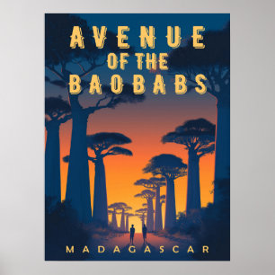 Handelsplatsen Baobabs Madagaskar - Retro African Poster