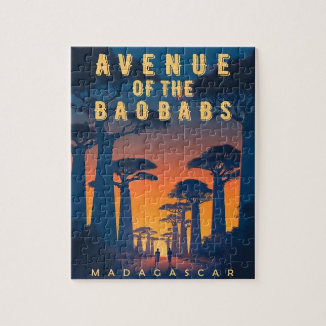 Handelsplatsen Baobabs Madagaskar - Retro African Pussel (Vertikal)