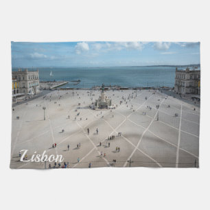 Handelstorget ovanifrån i Lissabon, Portugal Kökshandduk