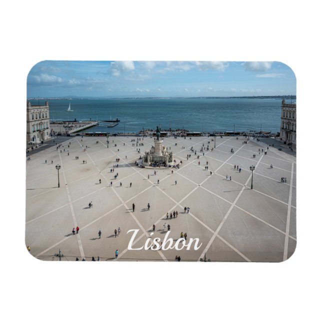 Handelstorget ovanifrån i Lissabon, Portugal Magnet (Horisontell)