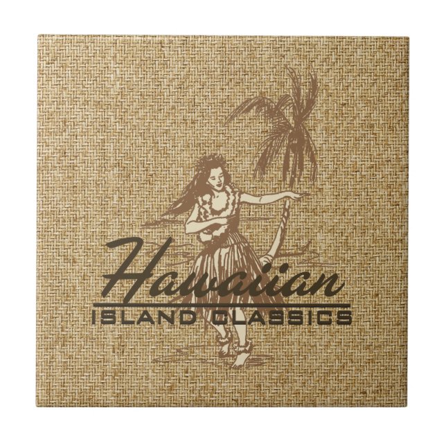 Handelsvindlar Hula Girl Hawaiian Tile Trivet Kakelplatta (Framsidan)
