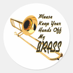 Händer av Brass/ Trombone Runt Klistermärke