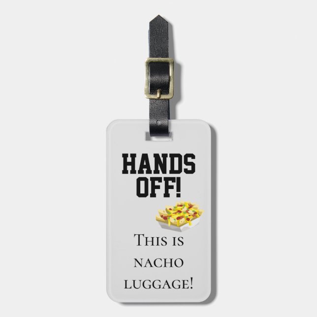 Händer av Det här är Nacho Luggage Humor Bagagebricka (Vertikal Framsida)