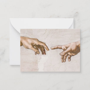 Händer av Gud Far och Adam av Michelangelo Anteckningskort
