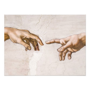 Händer av Gud Far och Adam av Michelangelo Fototryck