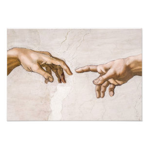 Händer av Gud Far och Adam av Michelangelo Fototryck