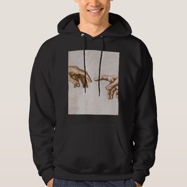 Händer av Gud Far och Adam av Michelangelo Hoodie (Framsida)