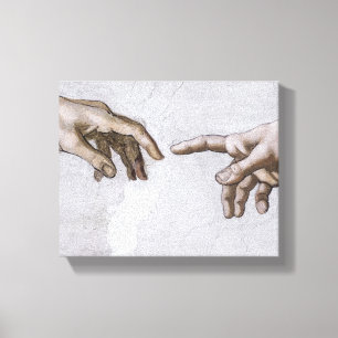 Händer av Gud och Adam av Michelangelo Canvastryck
