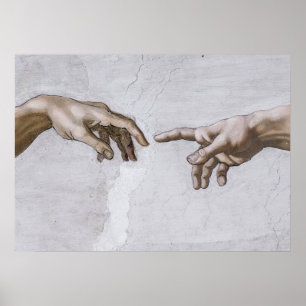 Händer av Gud och Adam av Michelangelo Poster