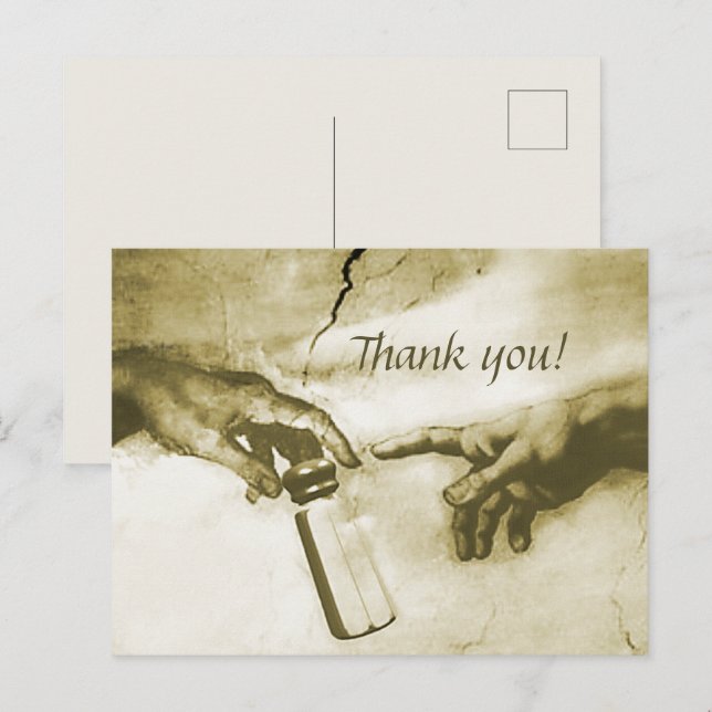 Händer av Gud och Adam Fine Art Parody Tack Vykort (Fram/baksida)