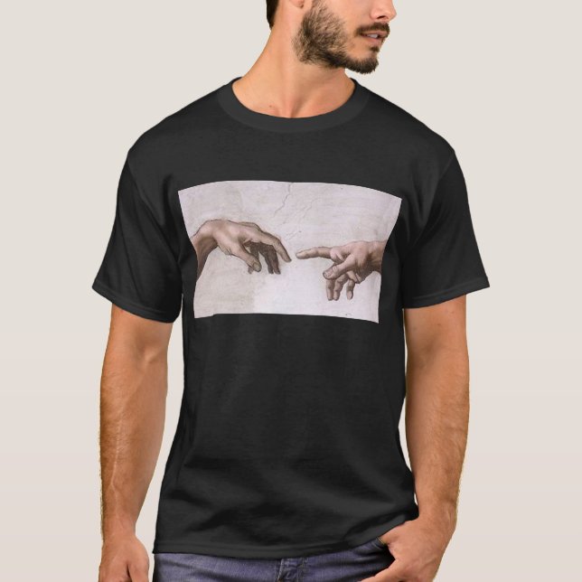 Händer av guden och Adam, skapelsen - Michelangelo Tee Shirt (Framsida)