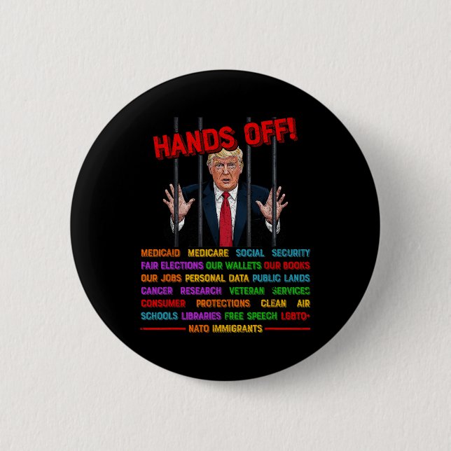 Händer av lättfunna, trumpementfängelse - Protest  Knapp (Framsida)