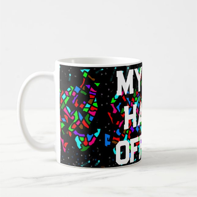HÄNDER AV MIN MUGG MOSAIC PATTERNNE MED ORD (Vänster)