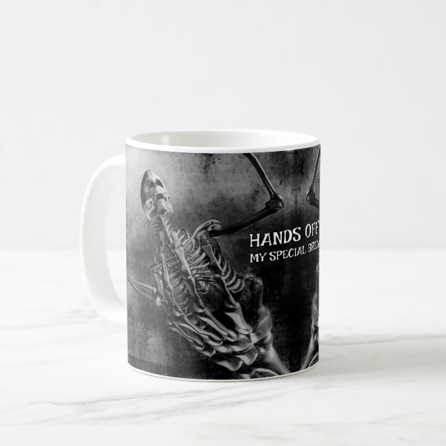Händer av! Min Speciella Brew. Skeleton Kaffemugg (Framsida vänster)