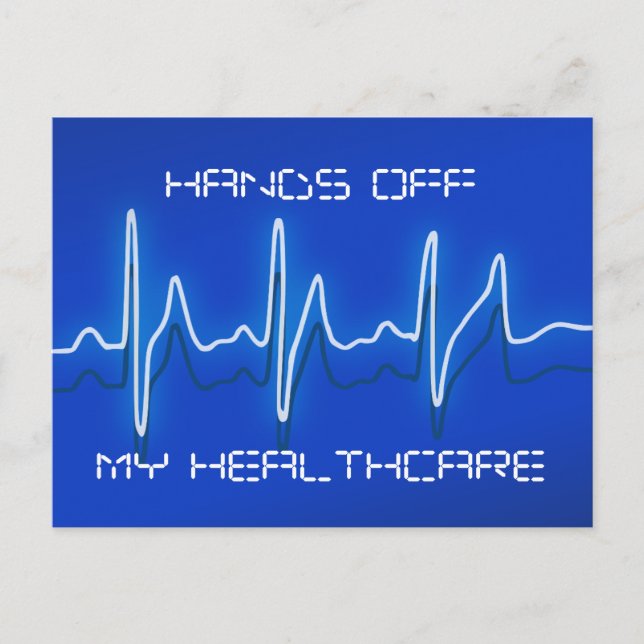 Händer av mitt sjukförsäkringskort vykort (Framsida)