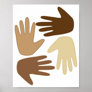Händer av olika etniska grupper poster
