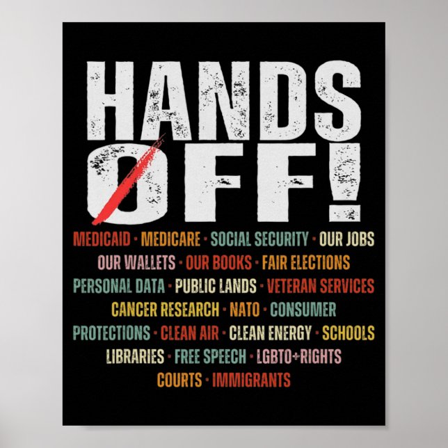 Händer av Protest Social Security and Medicare Pro Poster (Framsidan)