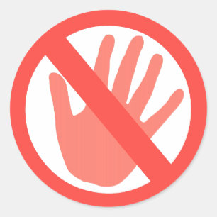 Händer av runt klistermärke