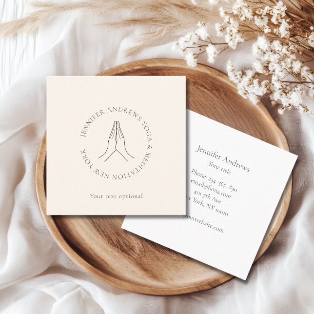 Händer Beige Grått Fyrkantigt Visitkort (Hands Illustration Beige Business Cards)