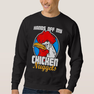 Händer Bort från Mina Kycklingnuggets Tupp Skämt Lång Ärmad Tröja
