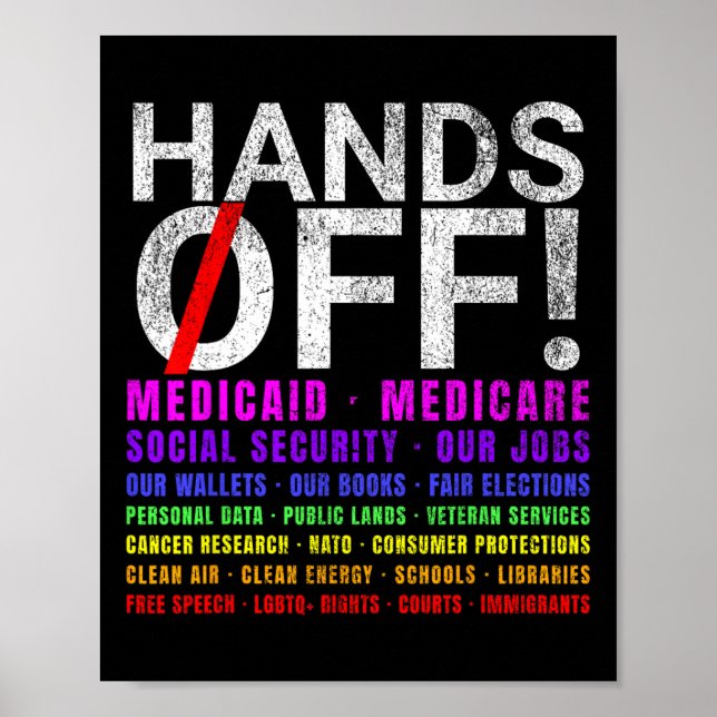Händer Bort Protest Kamp Motstå Skydda Män Kvinnor Poster (Framsidan)
