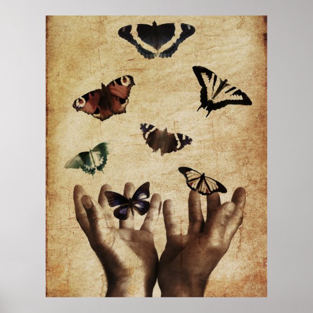 Händer Butterflies Artwork Poster (Framsidan)