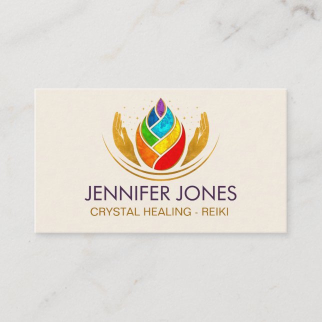 Händer - Chakras - Lotus Petal Visitkort (Framsida)