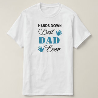 Händer Down Best Pappa någonsin Teal Hand Print T- T Shirt