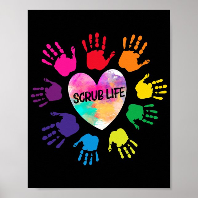 Händer Dye Skrb Life Nurse CNA Poster (Framsidan)