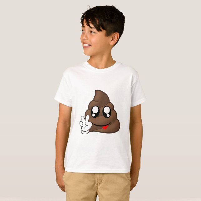 Händer för PoopEmoji fredstecken T-shirt (Hel framsida)