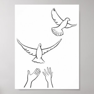 Händer frigörande duvor poster
