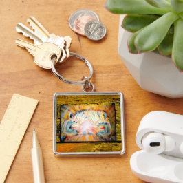 Händer Fyrkantig Silverfärgad Nyckelring