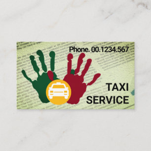 Händer Hailing Calling Taxi Service Ride Visitkort