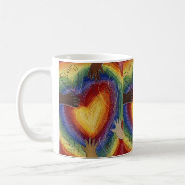 Händer & Heart Diversity Kärlek Art Anpassningsbar Kaffemugg (Vänster)