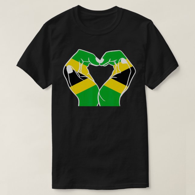 Händer Heart med Jamaican Flagga  T Shirt (Design framsida)