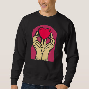 Händer Heart Valentines förhållande Kärlek Romanti Lång Ärmad Tröja