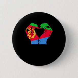 Händer hjärta med Eritrean Flagga Knapp